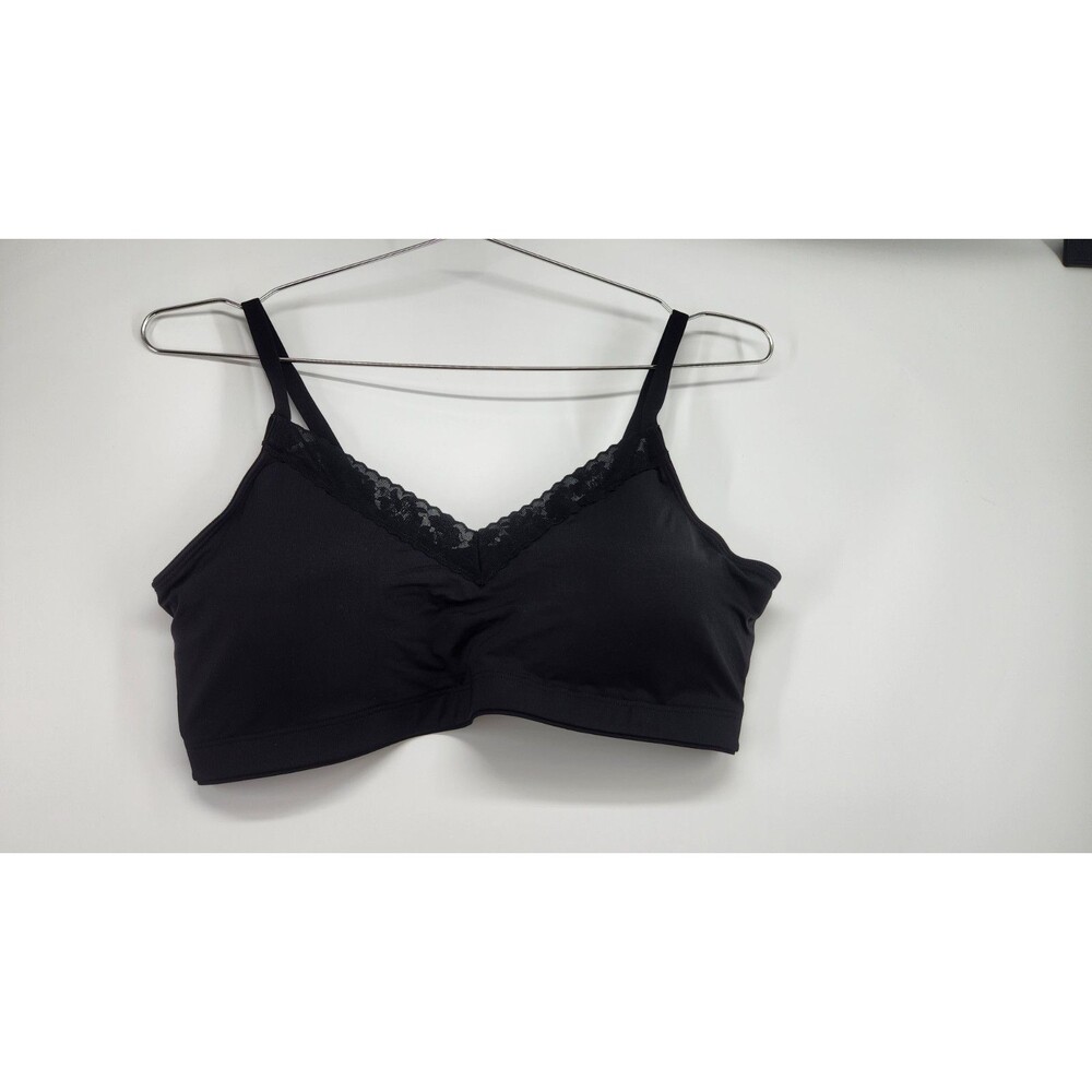 Jockey Women's L Black Soft Stretch Lace Removable Pads Bra NWOT